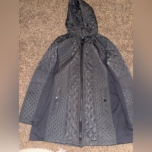 Women's Quilted Hooded Jacket - Black
